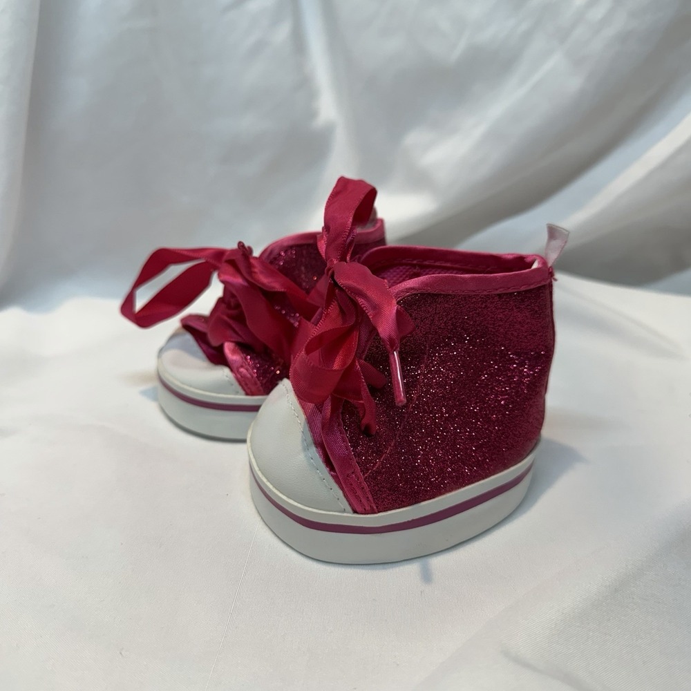 Build A Bear Workshop Pink Sparkle High Top Sneakers Tennis Shoes Converse BABW